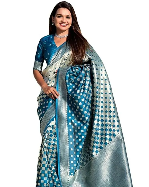 Navy_Blue_Color_Viral_Pick_Soft_Banarasi_Silk_Saree_with_Classy_Bloue_Piece