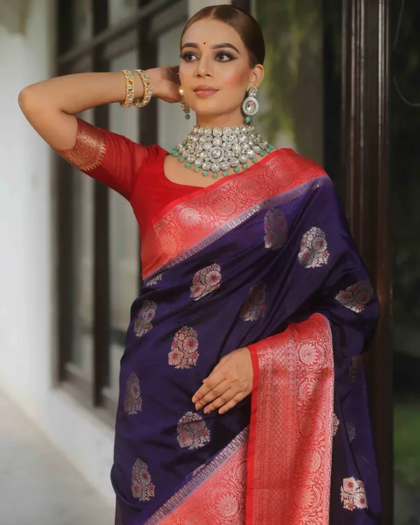 Purple_And_Red_Color_Customer_Favorite_Soft_Banarasi_Silk_Saree_with_Classy_Bloue_Piece