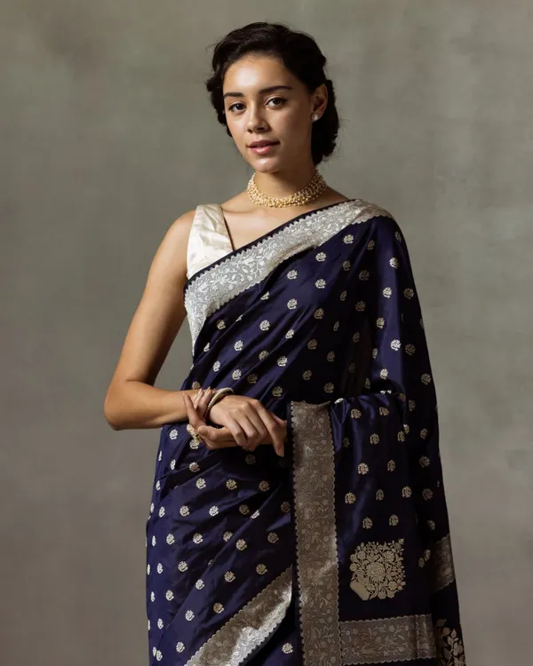 Dark_Blue_Color_Updated_Edition_Soft_Banarasi_Silk_Saree_with_Classy_Bloue_Piece