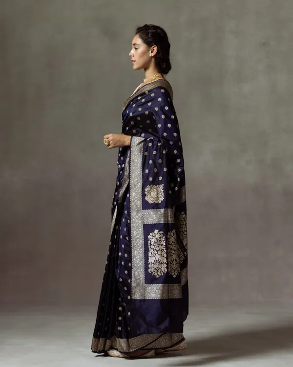 Dark_Blue_Color_Updated_Edition_Soft_Banarasi_Silk_Saree_with_Classy_Bloue_Piece