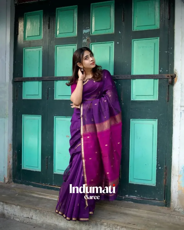 Purple__Premium_Cotton_Silk_Saree_With_Classy_Blouse_and_tassels