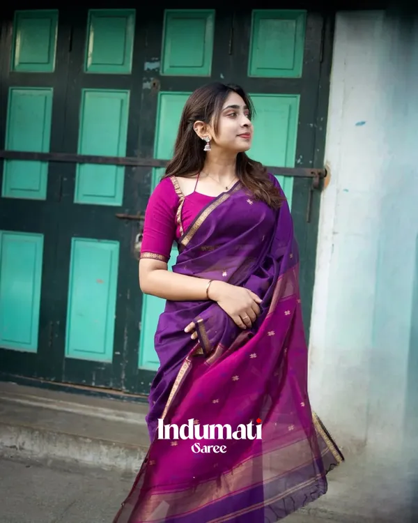 Purple__Premium_Cotton_Silk_Saree_With_Classy_Blouse_and_tassels