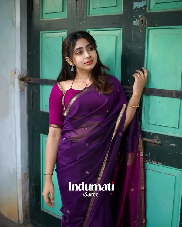 Purple__Premium_Cotton_Silk_Saree_With_Classy_Blouse_and_tassels