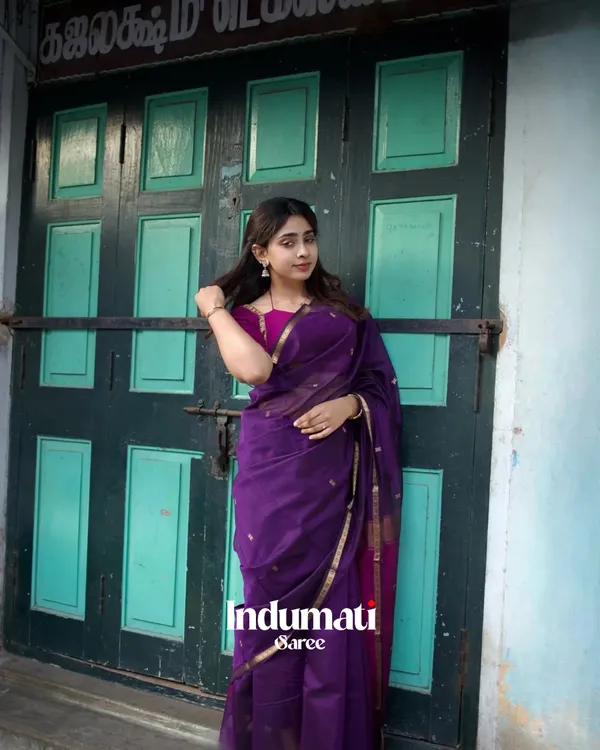 Purple__Premium_Cotton_Silk_Saree_With_Classy_Blouse_and_tassels
