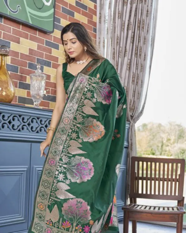 Green_Color_Just_Released_Soft_Banarasi_Silk_Saree_with_Classy_Bloue_Piece