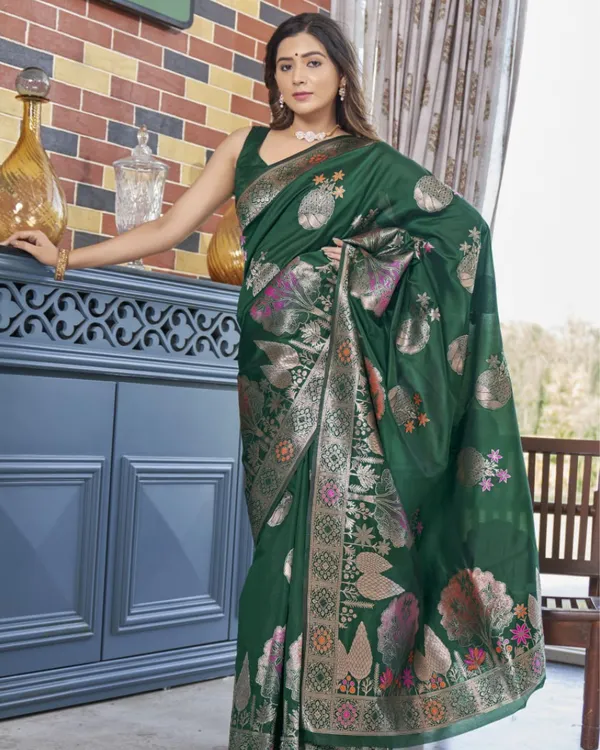 Green_Color_Just_Released_Soft_Banarasi_Silk_Saree_with_Classy_Bloue_Piece