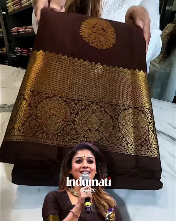 Lovely_Brown_Color_Soft_Banarasi_Silk_Saree_With_Pure_Golden_Zari_Work_&_Classy_Blouse_Piece
