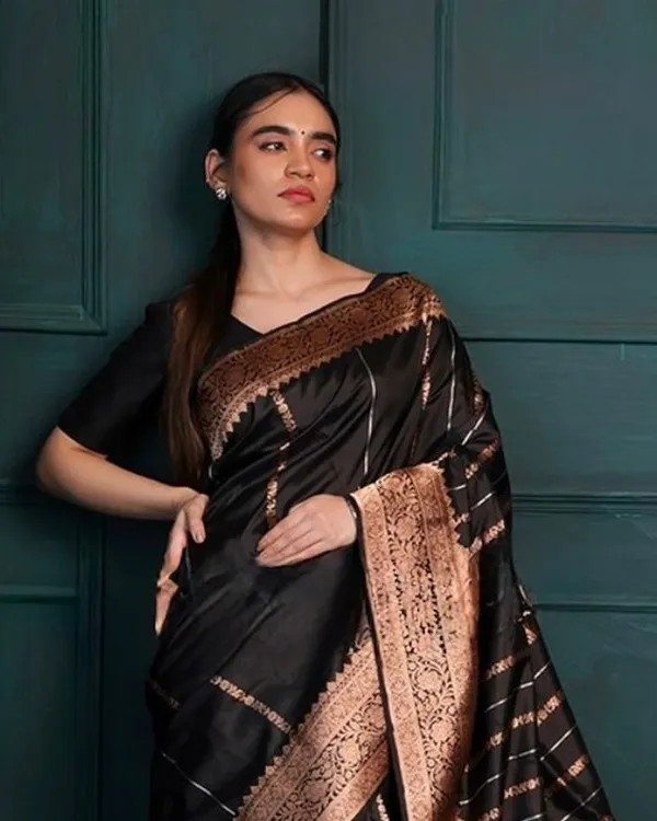 Black_Color_New_Release_Soft_Banarasi_Silk_Saree_with_Classy_Bloue_Piece