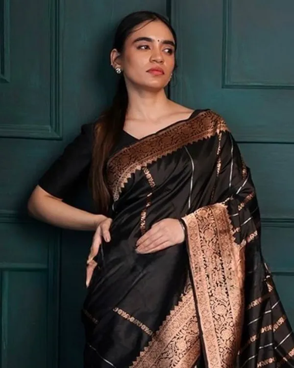 Black_Color_New_Release_Soft_Banarasi_Silk_Saree_with_Classy_Bloue_Piece