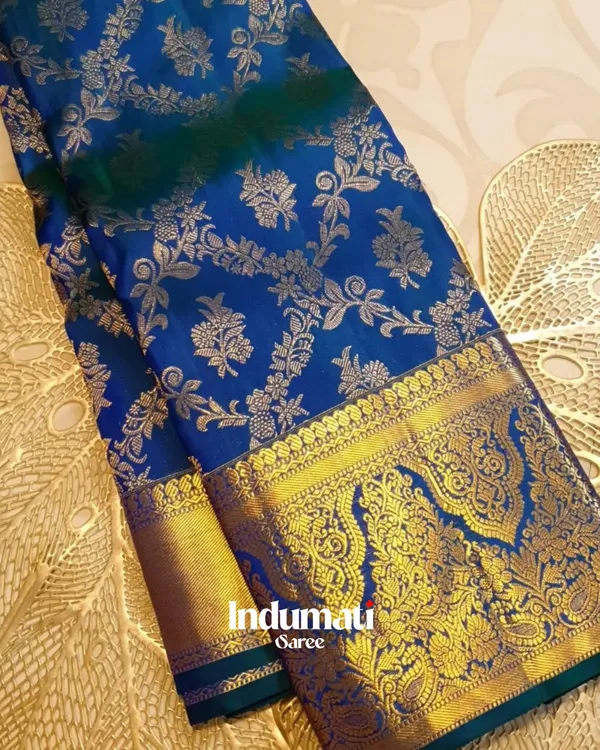 Navy_Blue_Color_Recently_Added_Soft_Banarasi_Silk_Saree_with_Pure_Golden_Zari_work_&_Classy_Blouse_Piece