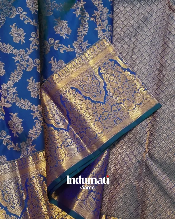 Navy_Blue_Color_Recently_Added_Soft_Banarasi_Silk_Saree_with_Pure_Golden_Zari_work_&_Classy_Blouse_Piece