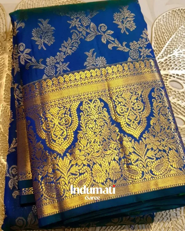 Navy_Blue_Color_Recently_Added_Soft_Banarasi_Silk_Saree_with_Pure_Golden_Zari_work_&_Classy_Blouse_Piece