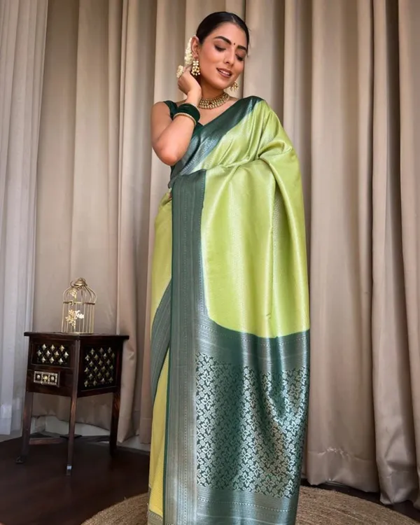 Parrot_Green_Color_Most_Wanted_Soft_Banarasi_Silk_Saree_with_Classy_Bloue_Piece
