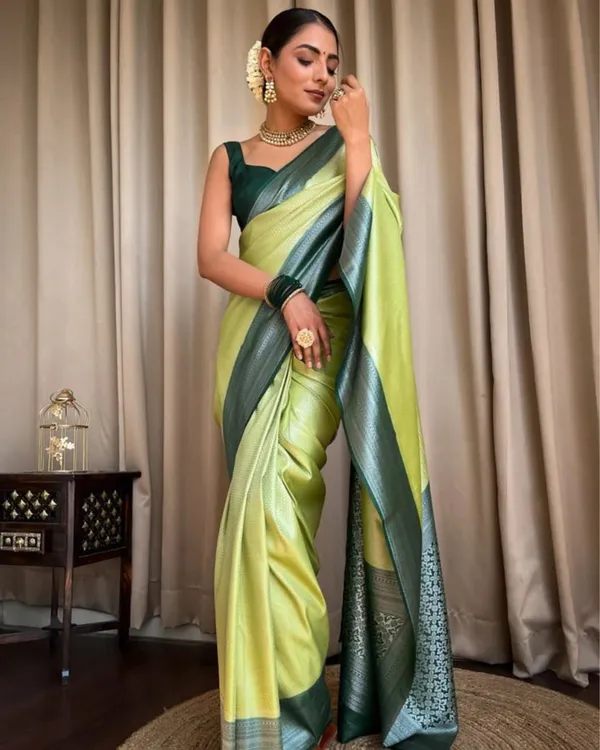 Parrot_Green_Color_Most_Wanted_Soft_Banarasi_Silk_Saree_with_Classy_Bloue_Piece