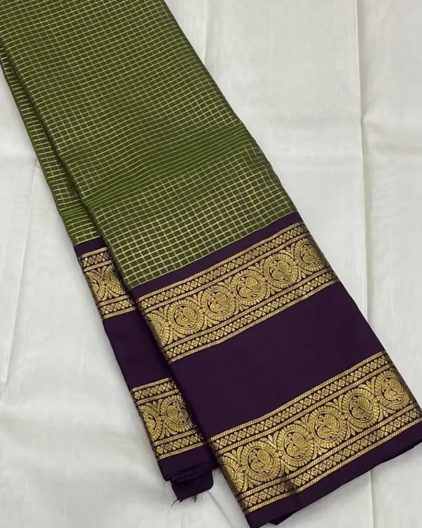 Light_Green_And_Purple_Color_Recent_Drop_Soft_Banarasi_Silk_Saree_with_Pure_Golden_Zari_Work_&_Classy_Bloue_Piece