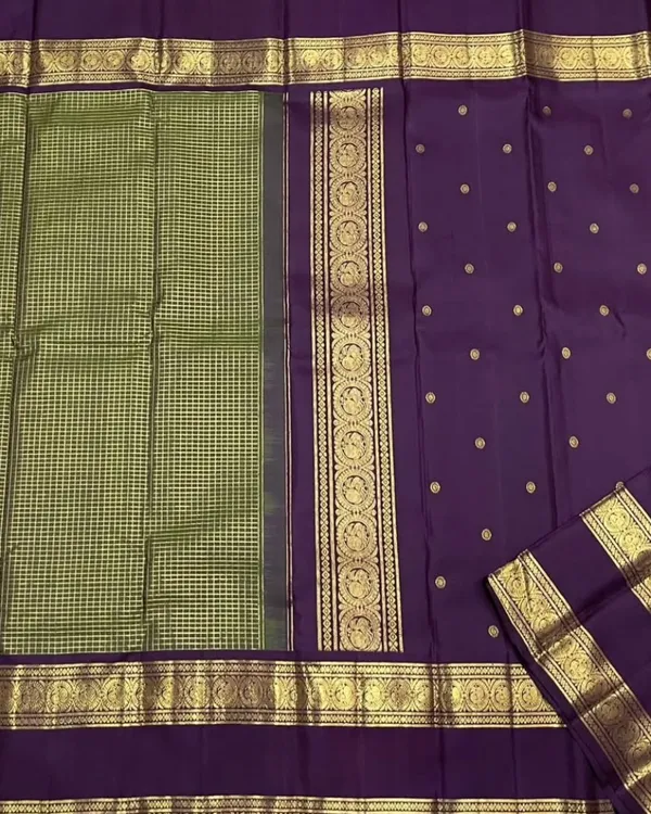 Light_Green_And_Purple_Color_Recent_Drop_Soft_Banarasi_Silk_Saree_with_Pure_Golden_Zari_Work_&_Classy_Bloue_Piece