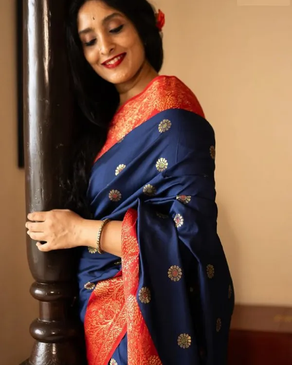 Navy_Blue_And_Red_Color_Now_Available_Soft_Banarasi_Silk_Saree_with_Classy_Bloue_Piece