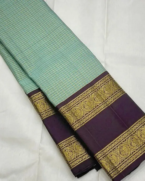 Pista_And_Purple_Color_Top_Tier_Soft_Banarasi_Silk_Saree_with_Pure_Golden_Zari_Work_&_Classy_Bloue_Piece