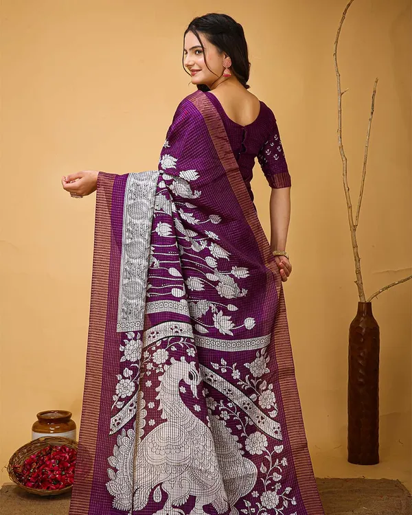 Wine_Color_New_Design_Dola_Silk_Saree_with_Blouse_Piece