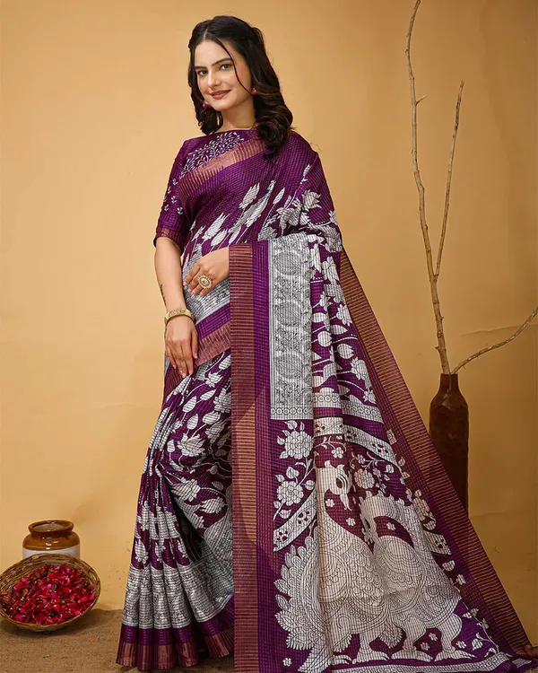 Wine_Color_New_Design_Dola_Silk_Saree_with_Blouse_Piece