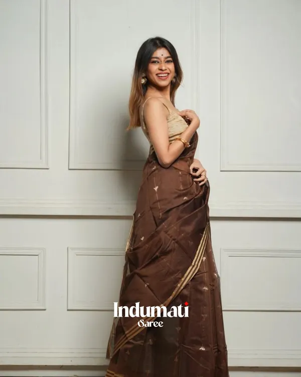 Brown_Color_Just_In_Cotton_Silk_Saree_with_Classy_Bloue_Piece