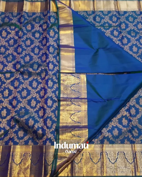 Bottle_Blue_Color_Latest_Drop_Soft_Banarasi_Silk_Saree_with_Pure_Golden_Zari_work_&_Classy_Blouse_Piece