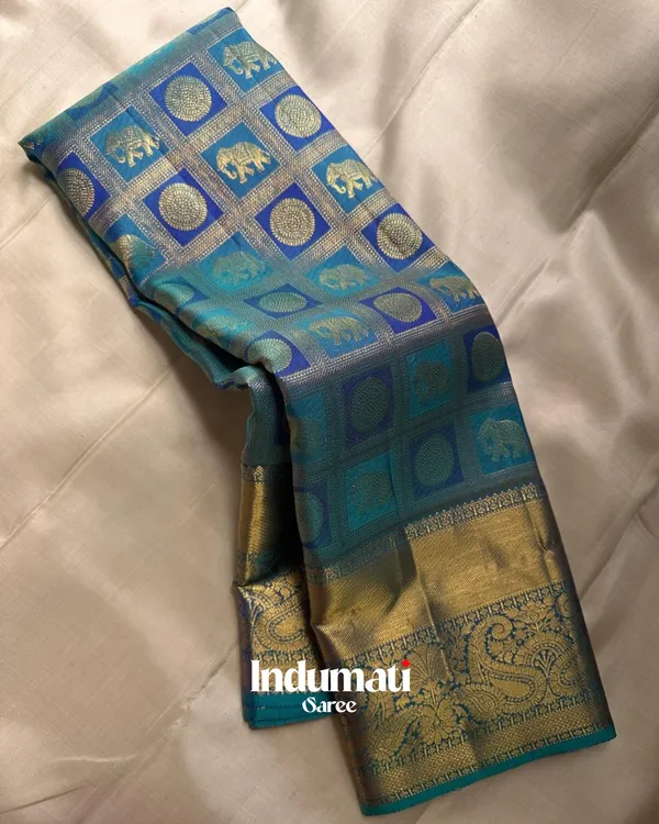 Bottle_Blue_Color_Latest_Drop_Soft_Banarasi_Silk_Saree_with_Pure_Golden_Zari_work_&_Classy_Blouse_Piece