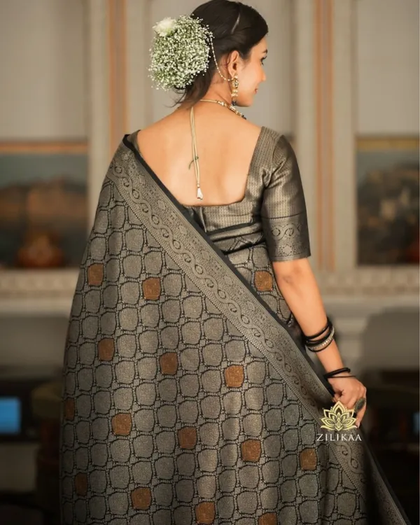 Grey_Color_Latest_Drop_Soft_Banarasi_Silk_Saree_with_Classy_Bloue_Piece