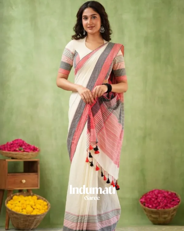 Ivory_Mulmul_Cotton_Saree_with_Pink_&_Black_Striped_Pallu_&_Matching_Ivory_Blouse_Piece