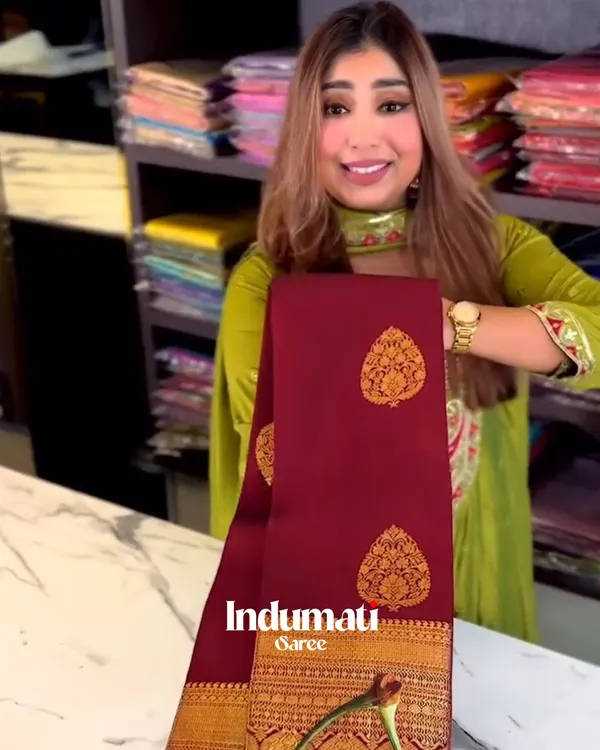 Trendy_Wine_Color_Soft_Banarasi_Silk_Saree_With_Pure_Golden_Zari_Work_&_Classy_Blouse_Piece