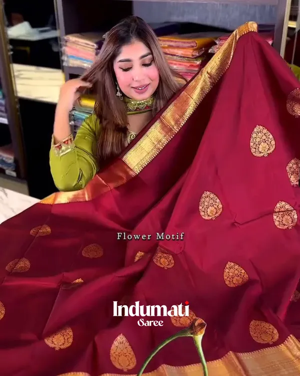 Trendy_Wine_Color_Soft_Banarasi_Silk_Saree_With_Pure_Golden_Zari_Work_&_Classy_Blouse_Piece