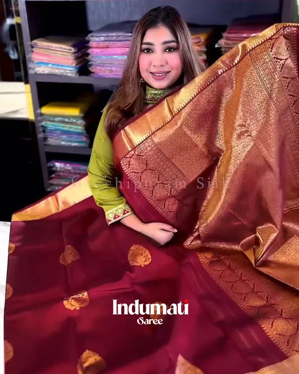 Trendy_Wine_Color_Soft_Banarasi_Silk_Saree_With_Pure_Golden_Zari_Work_&_Classy_Blouse_Piece