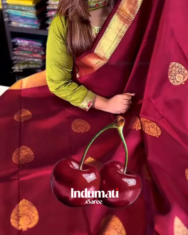 Trendy_Wine_Color_Soft_Banarasi_Silk_Saree_With_Pure_Golden_Zari_Work_&_Classy_Blouse_Piece