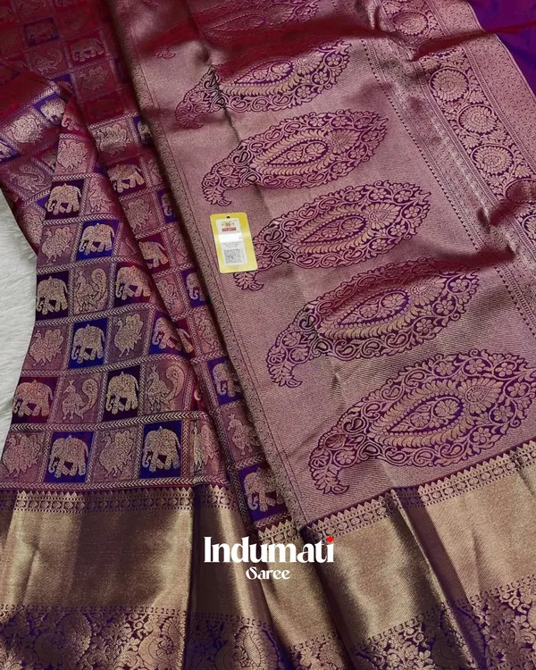 Wine_Color_Exclusive_Soft_Banarasi_Silk_Saree_with_Pure_Golden_Zari_work_&_Classy_Blouse_Piece