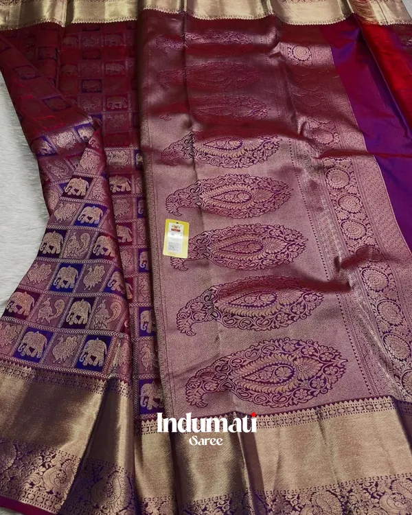 Wine_Color_Exclusive_Soft_Banarasi_Silk_Saree_with_Pure_Golden_Zari_work_&_Classy_Blouse_Piece