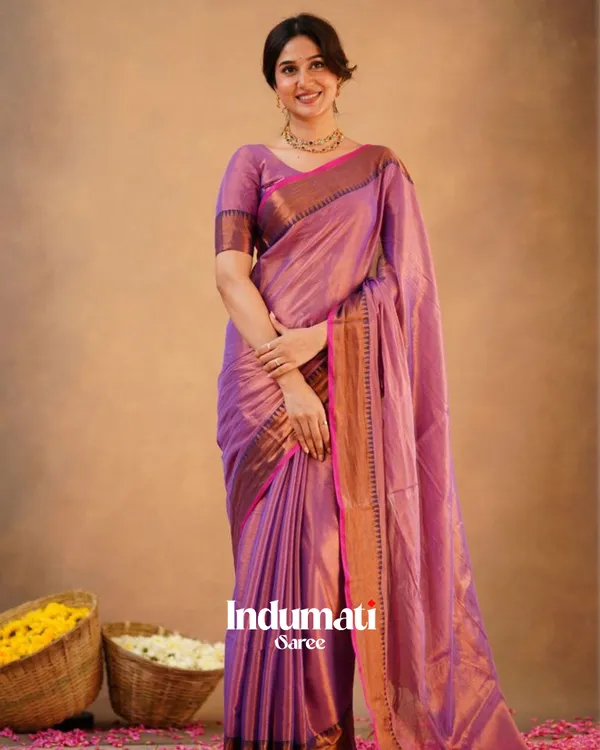 Lavender_Tissue_Cotton_Saree_with_Copper_Border_&_Blouse_Piece