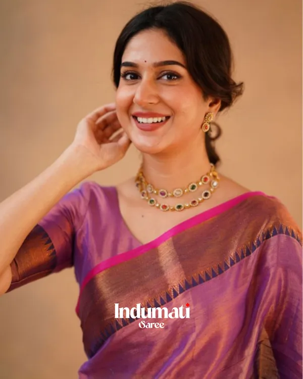Lavender_Tissue_Cotton_Saree_with_Copper_Border_&_Blouse_Piece