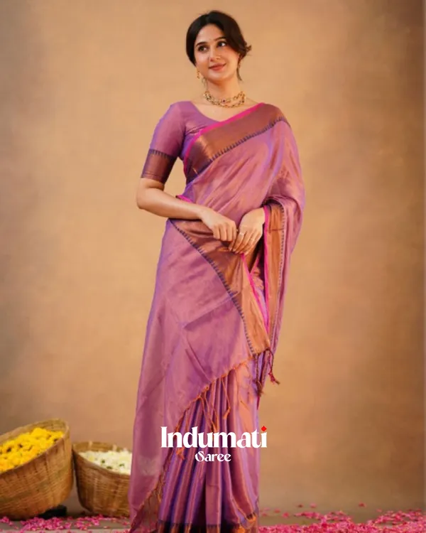 Lavender_Tissue_Cotton_Saree_with_Copper_Border_&_Blouse_Piece