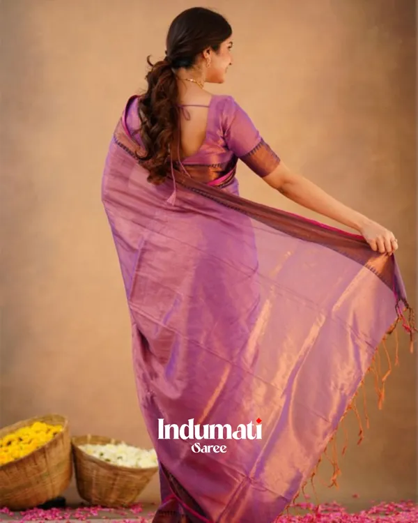 Lavender_Tissue_Cotton_Saree_with_Copper_Border_&_Blouse_Piece