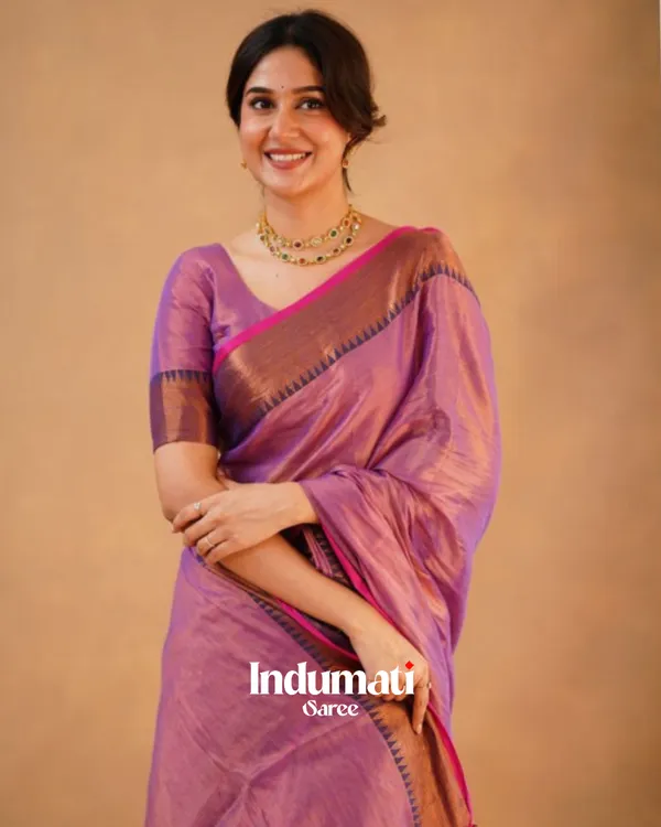 Lavender_Tissue_Cotton_Saree_with_Copper_Border_&_Blouse_Piece