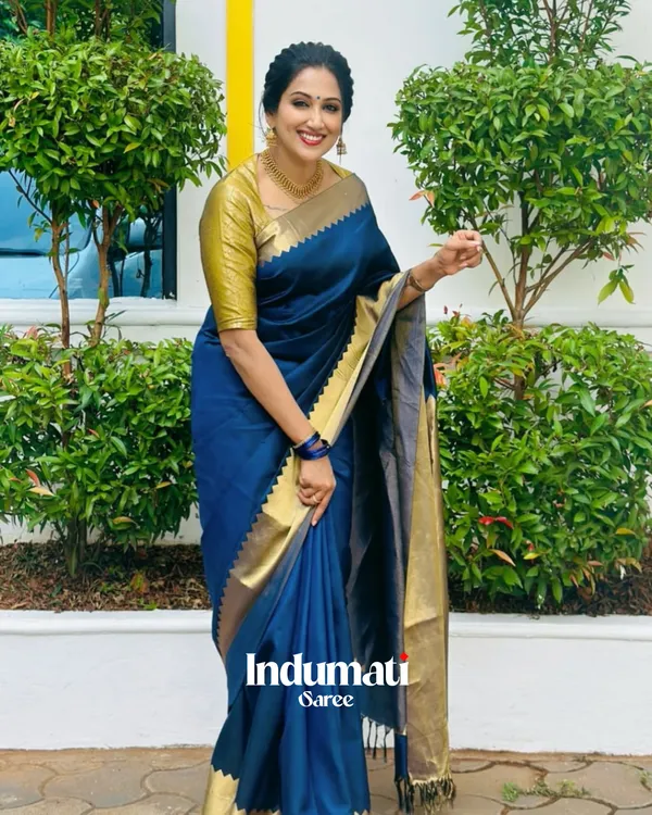 Blue__Color_Latest_Drop_Soft_Banarasi_Silk_Saree_with_Classy_Blouse_Piece