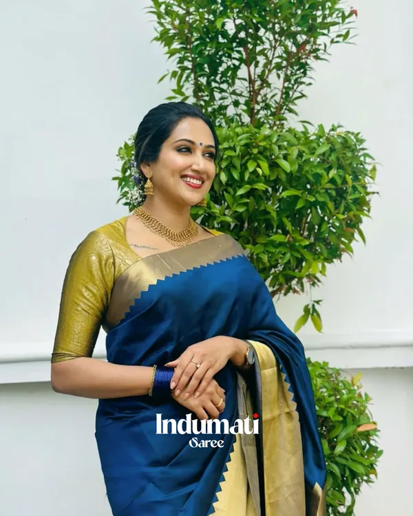 Blue__Color_Latest_Drop_Soft_Banarasi_Silk_Saree_with_Classy_Blouse_Piece