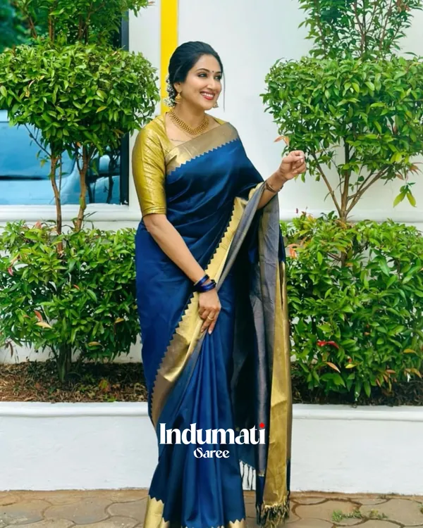 Blue__Color_Latest_Drop_Soft_Banarasi_Silk_Saree_with_Classy_Blouse_Piece