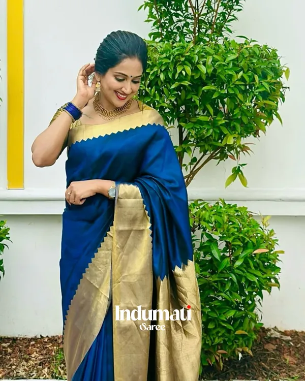 Blue__Color_Latest_Drop_Soft_Banarasi_Silk_Saree_with_Classy_Blouse_Piece