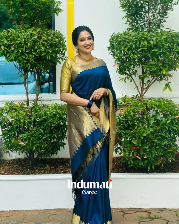 Blue__Color_Latest_Drop_Soft_Banarasi_Silk_Saree_with_Classy_Blouse_Piece