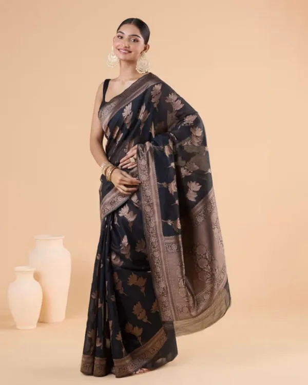 Black_Color_Updated_Edition_Soft_Banarasi_Silk_Saree_with_Classy_Bloue_Piece