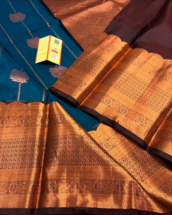 Navy_Blue__Color_Best_Seller_Soft_Banarasi_Silk_Saree_with_Pure_Golden_Zari_Work_&__Classy_Bloue_Piece