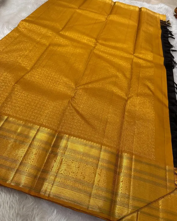 Black_Color_Latest_Add_Soft_Banarasi_Silk_Saree_with_Pure_Golden_Zari_Work_&_Classy_Bloue_Piece
