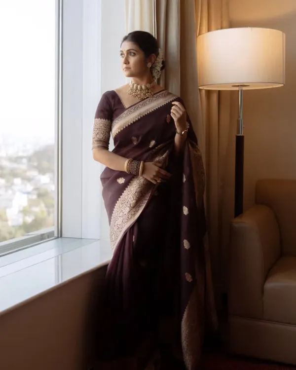 Brown_Color_Top_Tier_Soft_Banarasi_Silk_Saree_with_Classy_Blouse_Piece