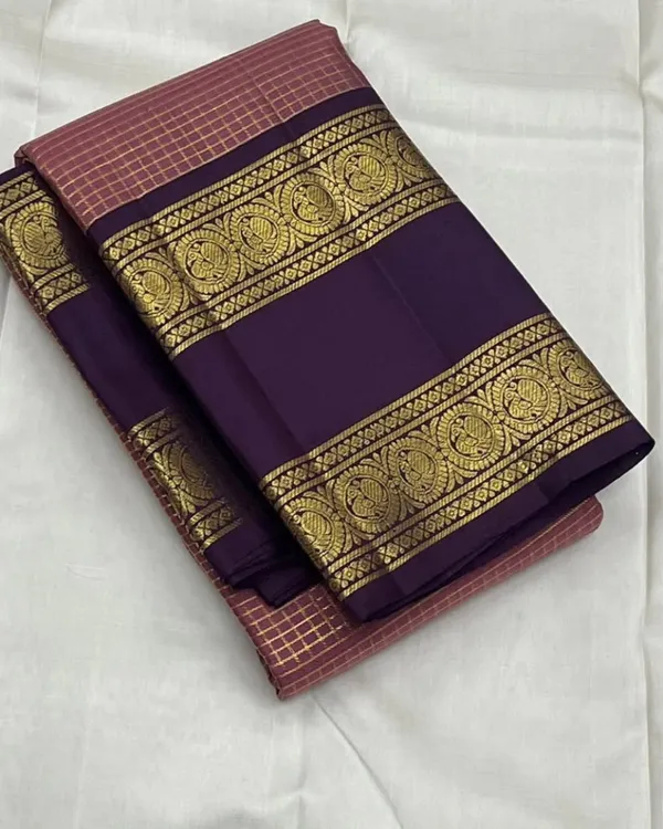 Light_Pink_And_Purple_Color_Exclusive_Soft_Banarasi_Silk_Saree_with_Pure_Golden_Zari_Work_&_Classy_Bloue_Piece